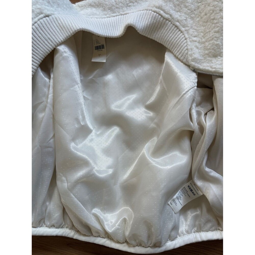 NWT Anthropologie Cream Sherpa Bomber Jacket Cozy Zip Front Coat Large - Picture 12 of 12